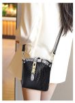 Knitted Series: Stylish Genuine Leather Bucket Bag and Crossbody Chic